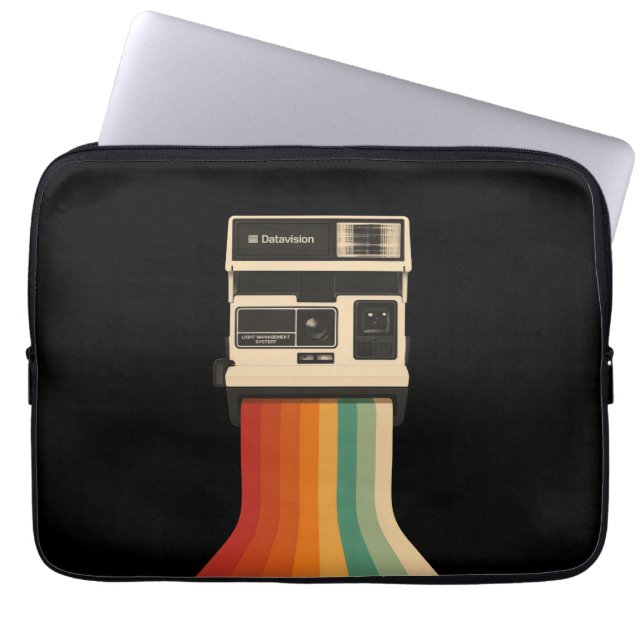 Retro-Kamera mit Regenbogen-Druck Laptopschutzhülle (Vorderseite)