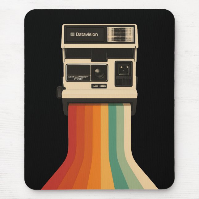 Retro-Kamera mit Regenbogen-Druck Mousepad (Vorne)