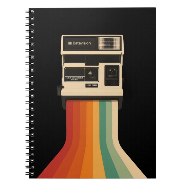 Retro-Kamera mit Regenbogen-Druck Notizblock (Vorderseite)