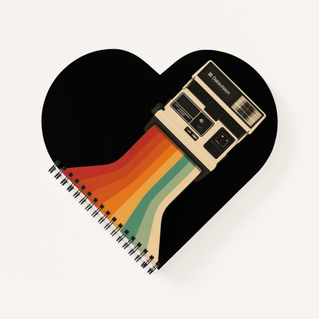 Retro-Kamera mit Regenbogen-Druck Notizbuch (Vorderseite)