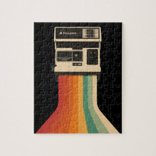 Retro-Kamera mit Regenbogen-Druck Puzzle