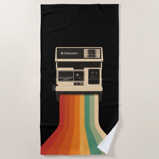 Retro-Kamera mit Regenbogen-Druck Strandtuch (Vorderseite)