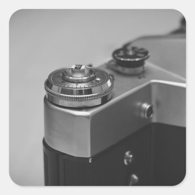 Retro-Kamera Quadratischer Aufkleber (Vorderseite)