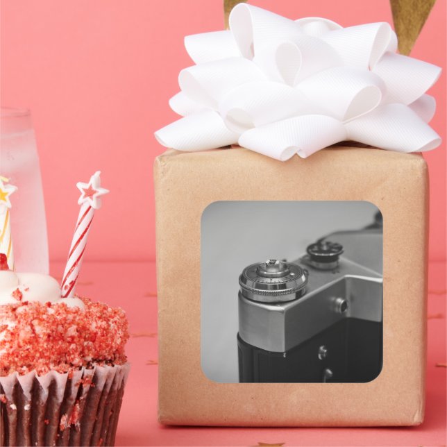 Retro-Kamera Quadratischer Aufkleber (Party)