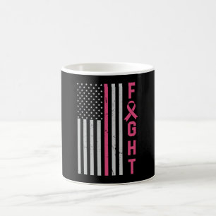 Retro-Kampf Amerikanische Flagge Brustkrebs-Bewuss Kaffeetasse