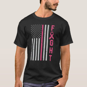 Retro Kämpfe amerikanische Flagge Brustkrebs Bewus T-Shirt