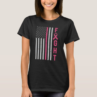 Retro Kämpfe amerikanische Flagge Brustkrebs Bewus T-Shirt