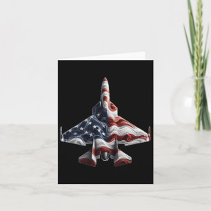 Retro-Kampfjet-Flugzeug Amerikanische Flagge Herz  Karte