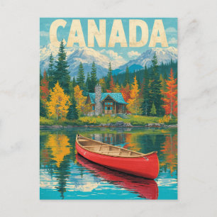 Retro Kanada Reise – Berge & Herbstwald Postkarte