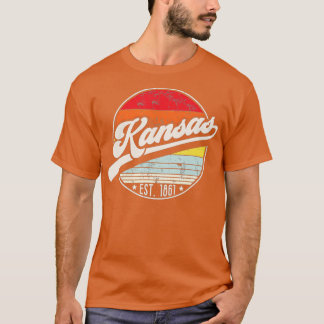 Retro Kansas Zuhause Staat KS Cool 70er Style Suns T-Shirt