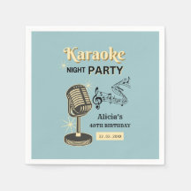 Retro Karaoke Night Party Aquamarin & Cream Geburt