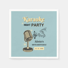 Retro Karaoke Night Party Aquamarin & Cream Geburt Serviette