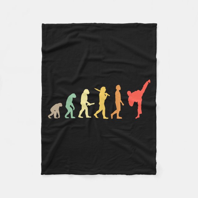 Retro Karate Evolution Geschenk für Karateka Fleecedecke (Vorderseite)