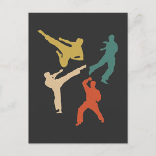 Retro Karate Fighter Kicks Martial Arts Postkarte