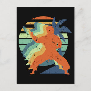 Retro Karate Kung Fu Ninja Martial Arts Sportsman Postkarte