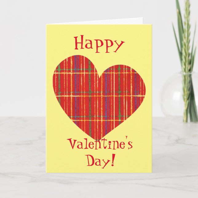 Retro Kariert Heart Friend Valentine Card Karte (Vorderseite)
