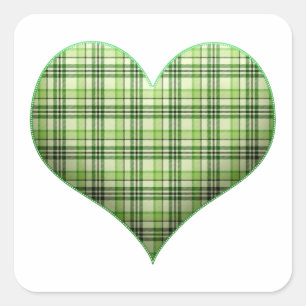 Retro kariert Puffherz St Patrick Retro Sq Quadratischer Aufkleber