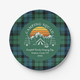 Retro Kariert Tartan Family Camping Squad Campbell Pappteller