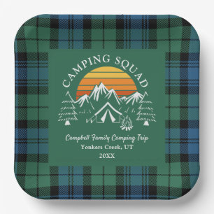 Retro Kariert Tartan Family Camping Squad Campbell Pappteller