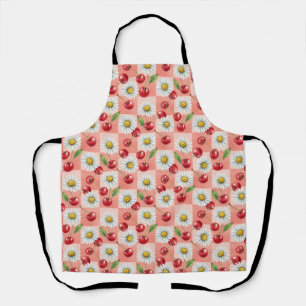 Retro Karierte Kirschen und Gänseblümchen Schürze