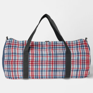 Retro, kariertes rot weiß blau Muster Duffle Bag