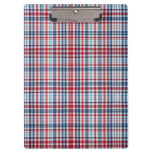 Retro, kariertes rot weiß blau Muster Klemmbrett