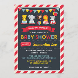 Retro Karnevals-Zirkustier-Babyparty laden ein Einladung