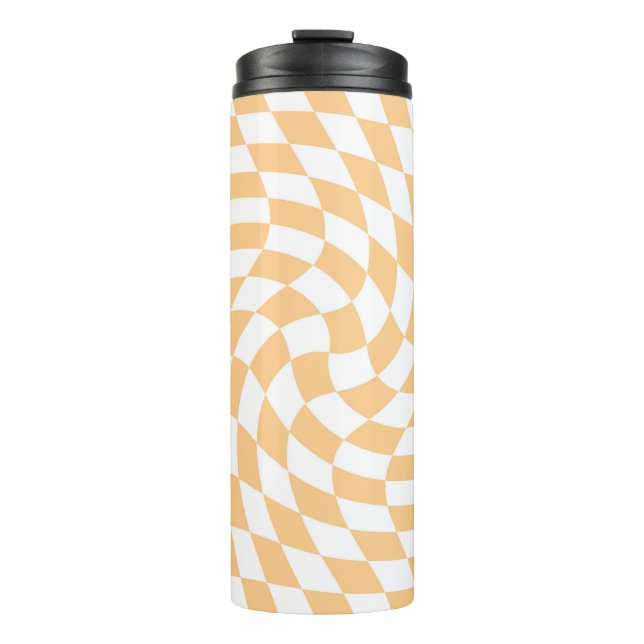 Retro-Karo aus verdrecktem Pastell Thermosbecher (Vorderseite)