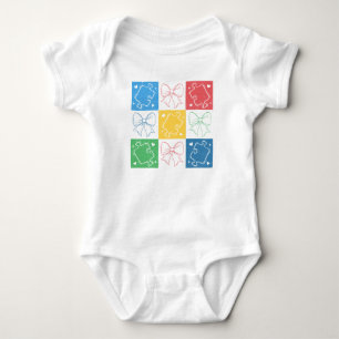 Retro-Karo-Autismus-Bewusstsein Coquette-Schleife Baby Strampler