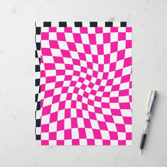 Retro-Karo in Schwarz/Rosa Schokoladenpapier (Vorderseite/Rückseite Beispiel)