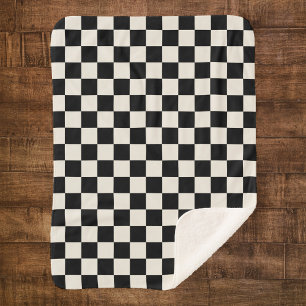 Retro-Karo in Schwarz und Creme Sherpadecke