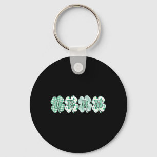 Retro-Karo-Kleeblatt Derm St. Patricks Day Schlüsselanhänger