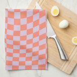 Retro-Karo-Muster Lilac und Orange-Karton Geschirrtuch<br><div class="desc">Retro Checkered Patterns - lila und orange verdrillter Karo / gewellter und verdrillter Schachbrett.</div>