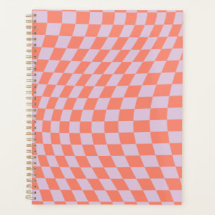 Retro-Karo-Muster Lilac und Orange-Karton Planer