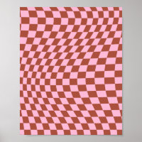 Retro-Karo-Muster rosa und braun Karton