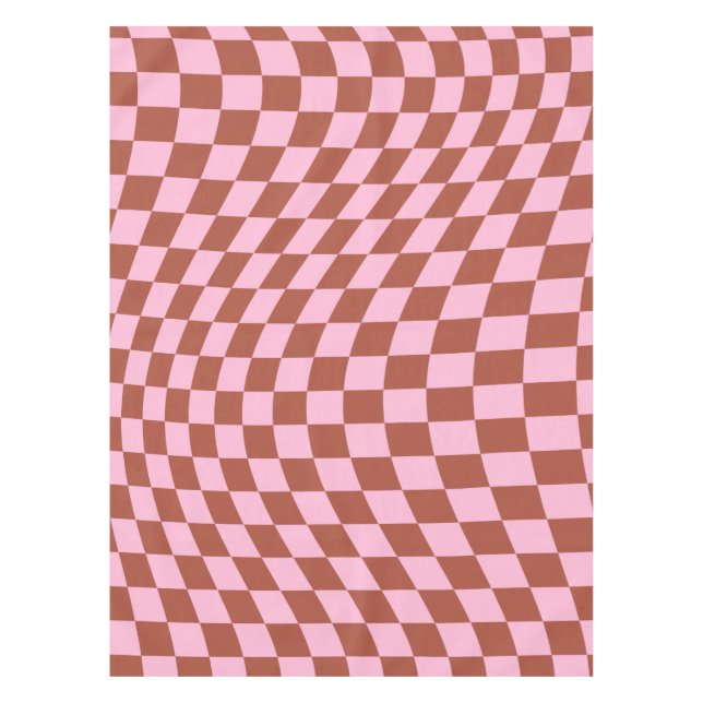 Retro-Karo-Muster rosa und braun Karton Tischdecke (Vorderseite)