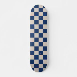 Retro-Karo-Prüfplatinenmuster in Blau und Beige Skateboard