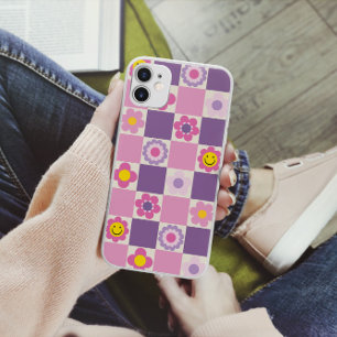 Retro-Karo-Schachbrett Y2K-Blumenmuster Case-Mate iPhone 14 Hülle