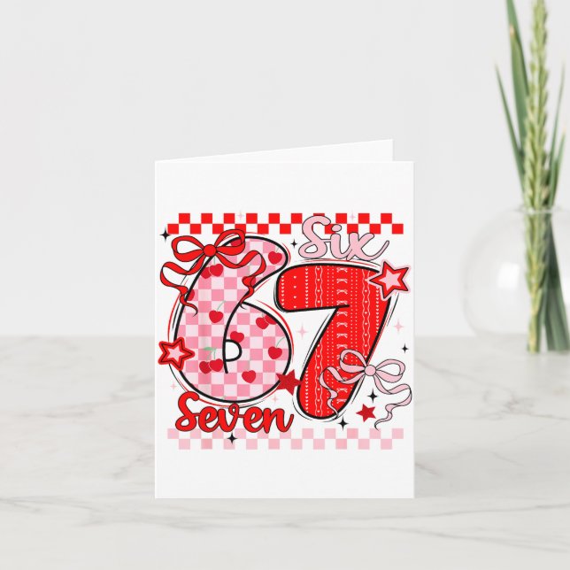 Retro Karo Valentins Six Seven Meme 67 Viral  Karte (Vorderseite)