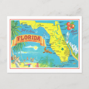 Retro-Karte von Florida Postkarte