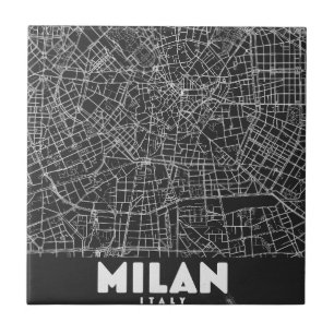 Retro-Karte von Mailand Italien Fliese