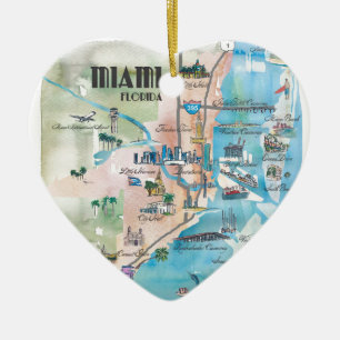 Retro-Karte von Miami Florida Keramikornament