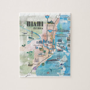 Retro-Karte von Miami Florida Puzzle