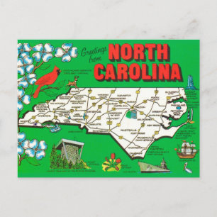 Retro-Karte von North Carolina Postkarte