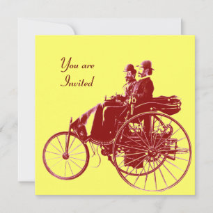 RETRO-KARTEN , AUTO-WIEDERHERSTELLUNG , Gelb-Braun Einladung