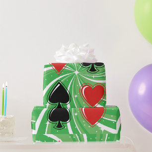 Retro-Kartensymbole in lebendigem Rot und Schwarz Geschenkpapier