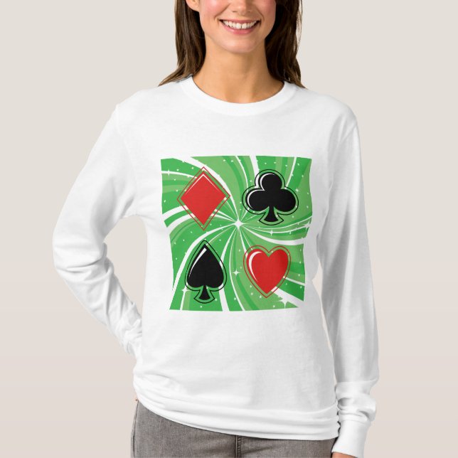 Retro-Kartensymbole in leuchtendem Rot und Schwarz T-Shirt (Vorderseite)