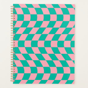 Retro-Karton mit abgeschliffenem Karo, rosa grünes Planer