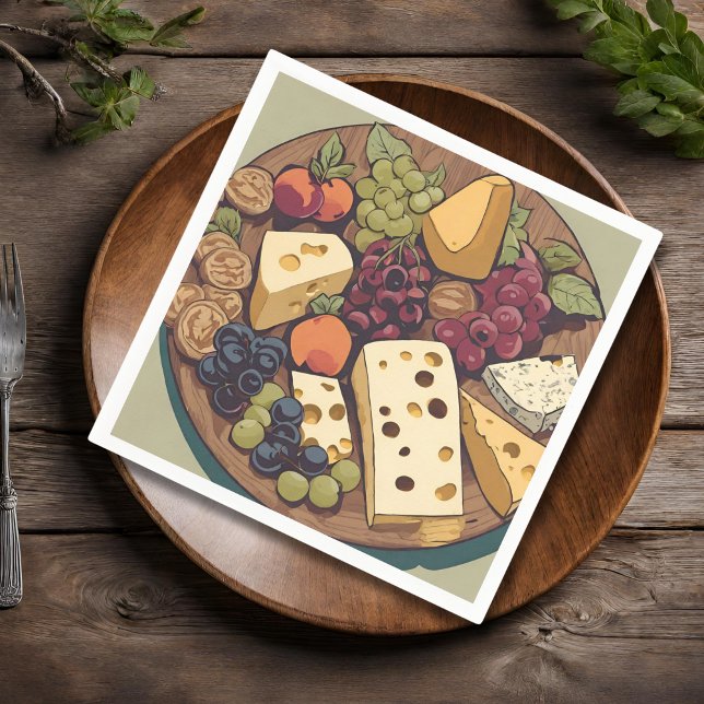 Retro-Käseauswahl mit Trauben Serviette (Von Creator hochgeladen)