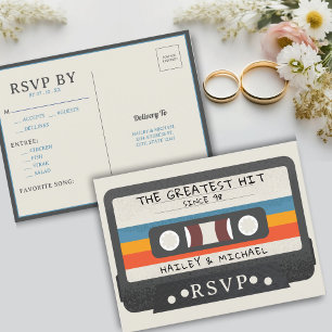 Retro-Kassette Die größte Hit-Hochzeit RSVP Postkarte